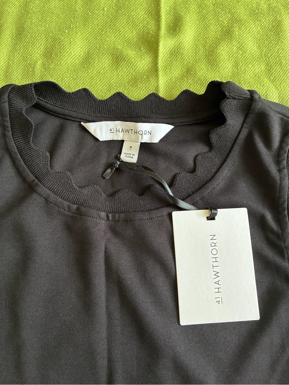41 Hawthorn Black Scallop Neck Short Sleeve Tee